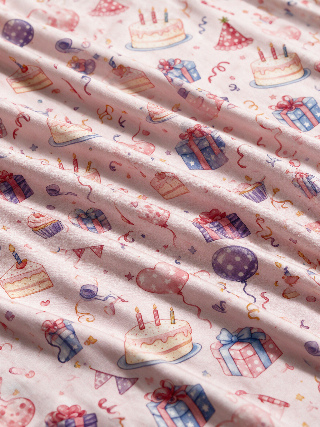 Birthday Wish bamboo fabric print close-up