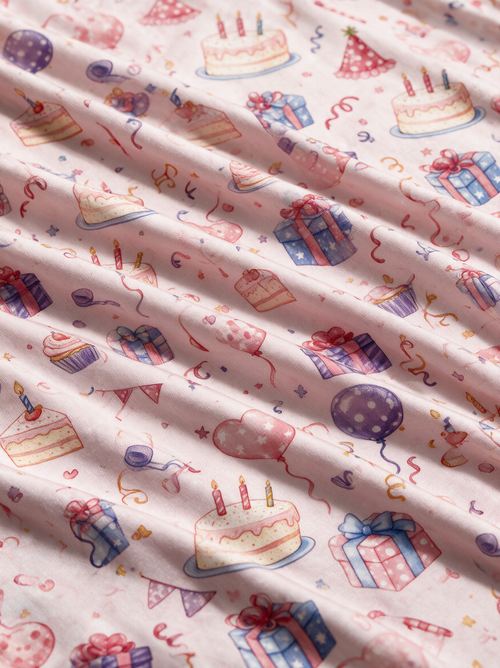 Birthday Wish bamboo fabric print close-up