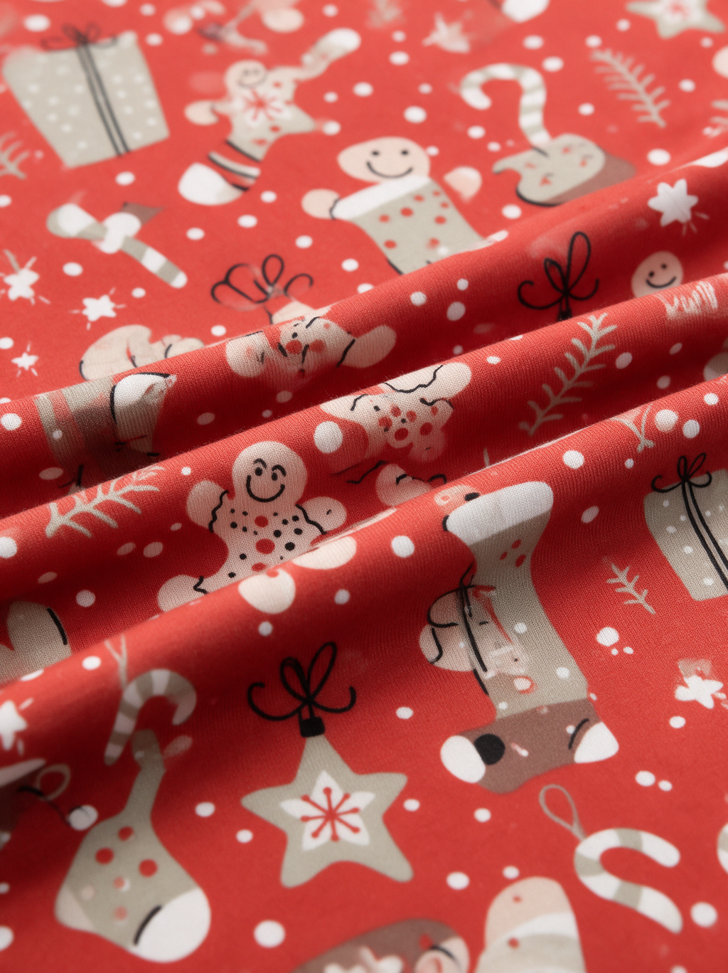 Merry Bright bamboo fabric print close-up