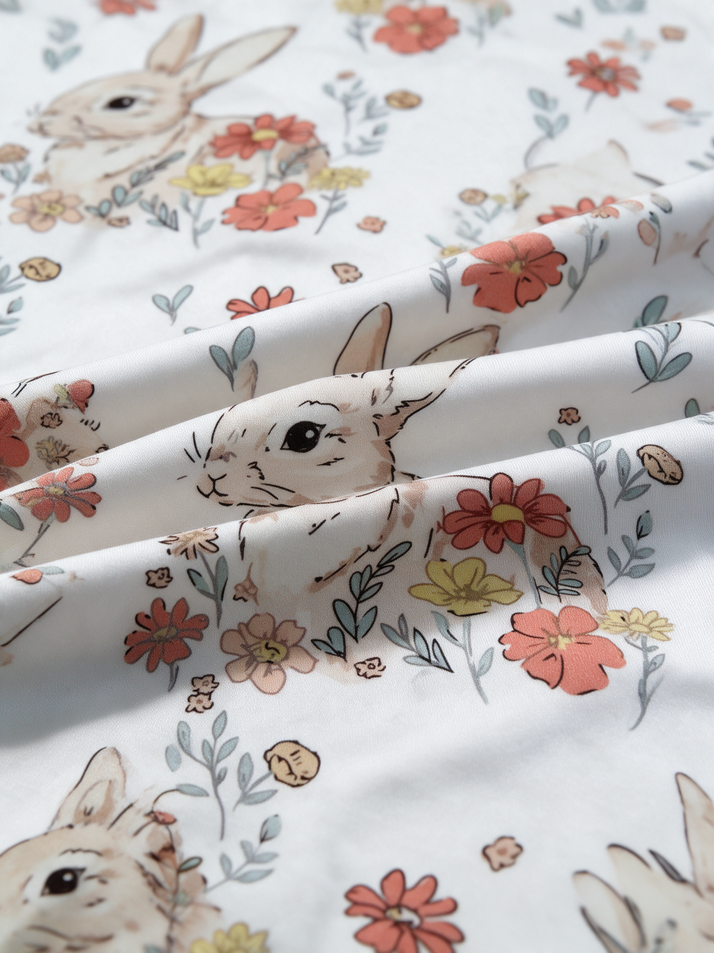 Clover Meadow bamboo fabric print close-up