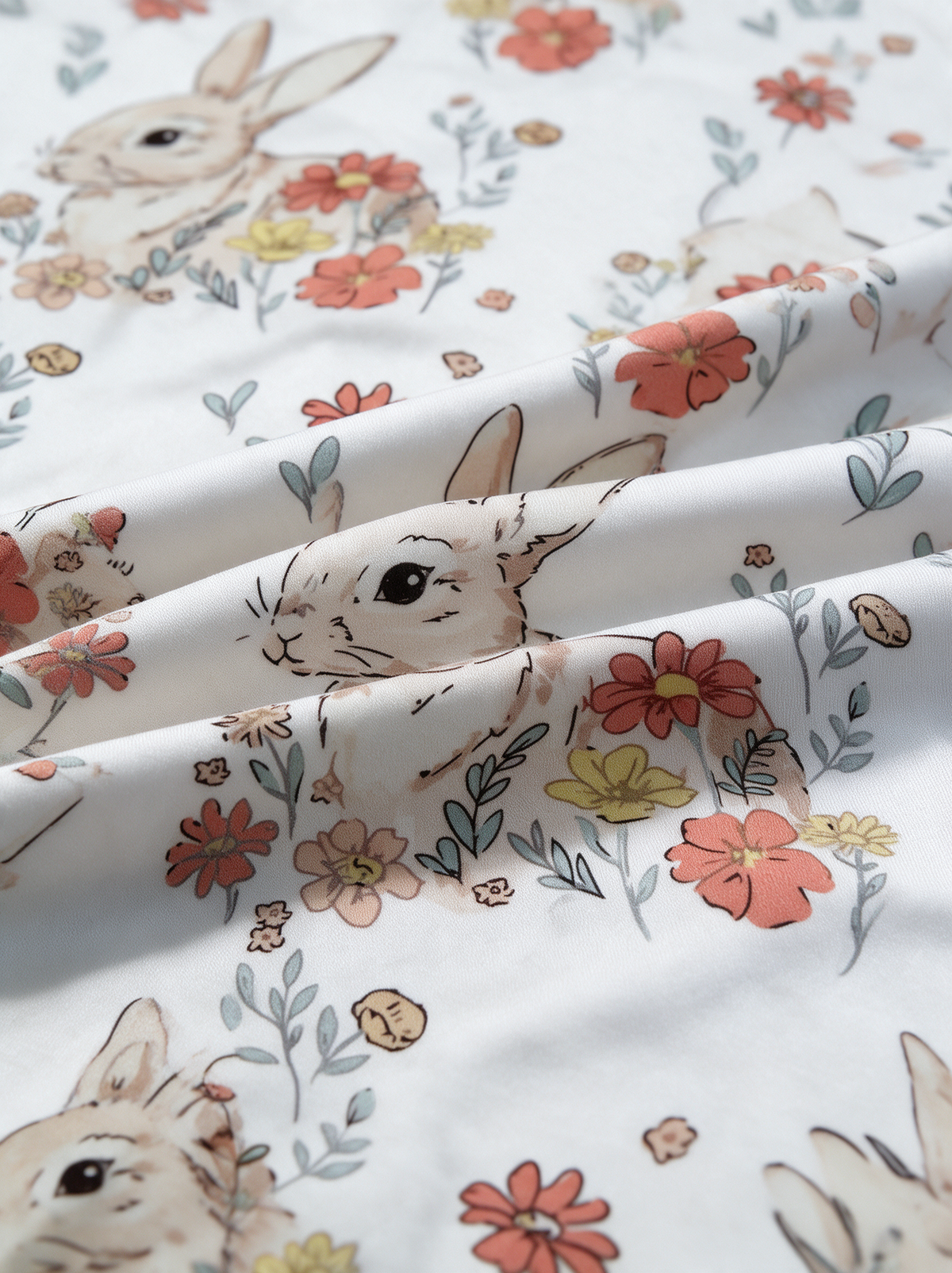 Clover Meadow bamboo fabric print close-up