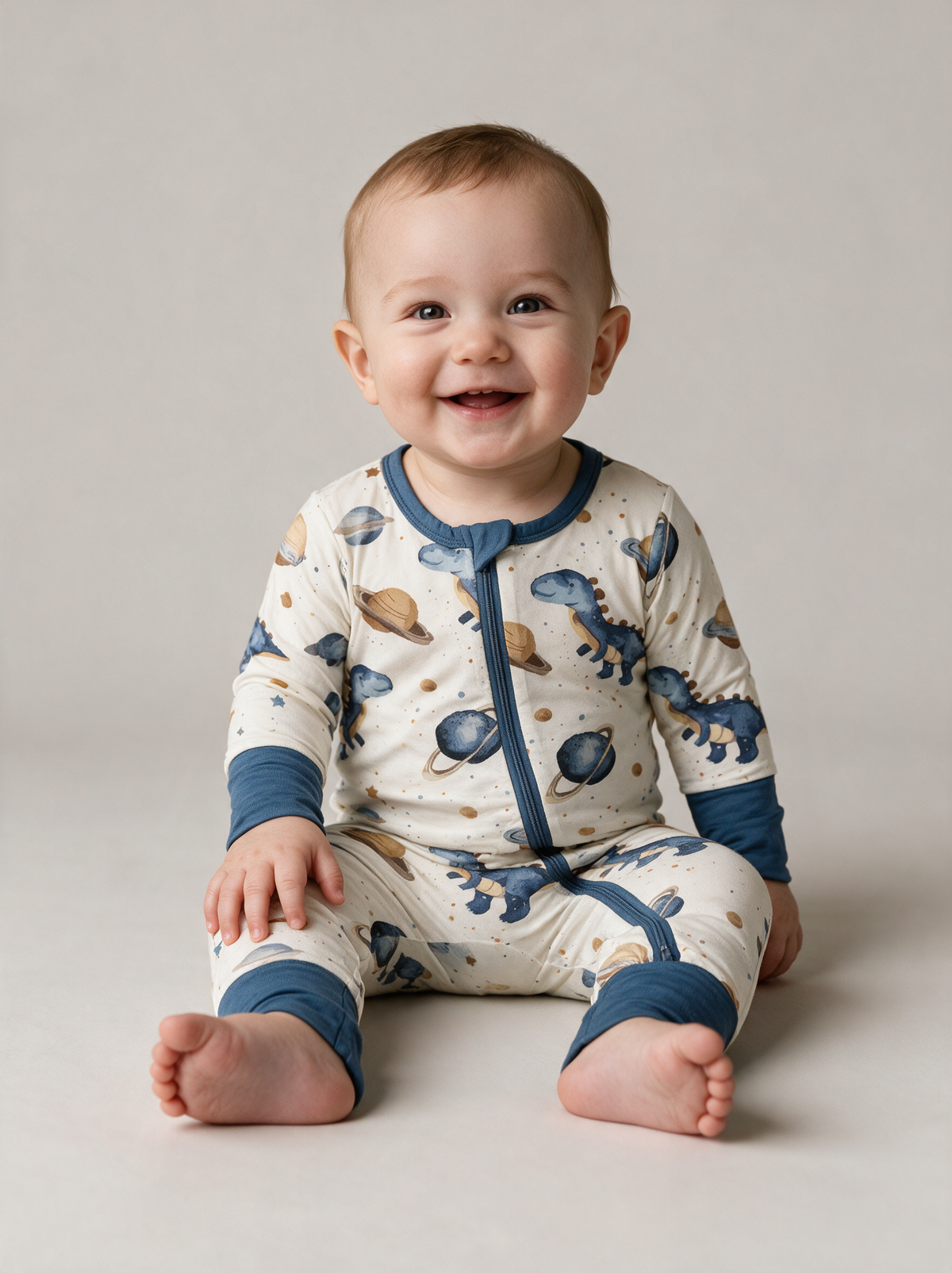 Dino Orbit Convertible Romper on baby
