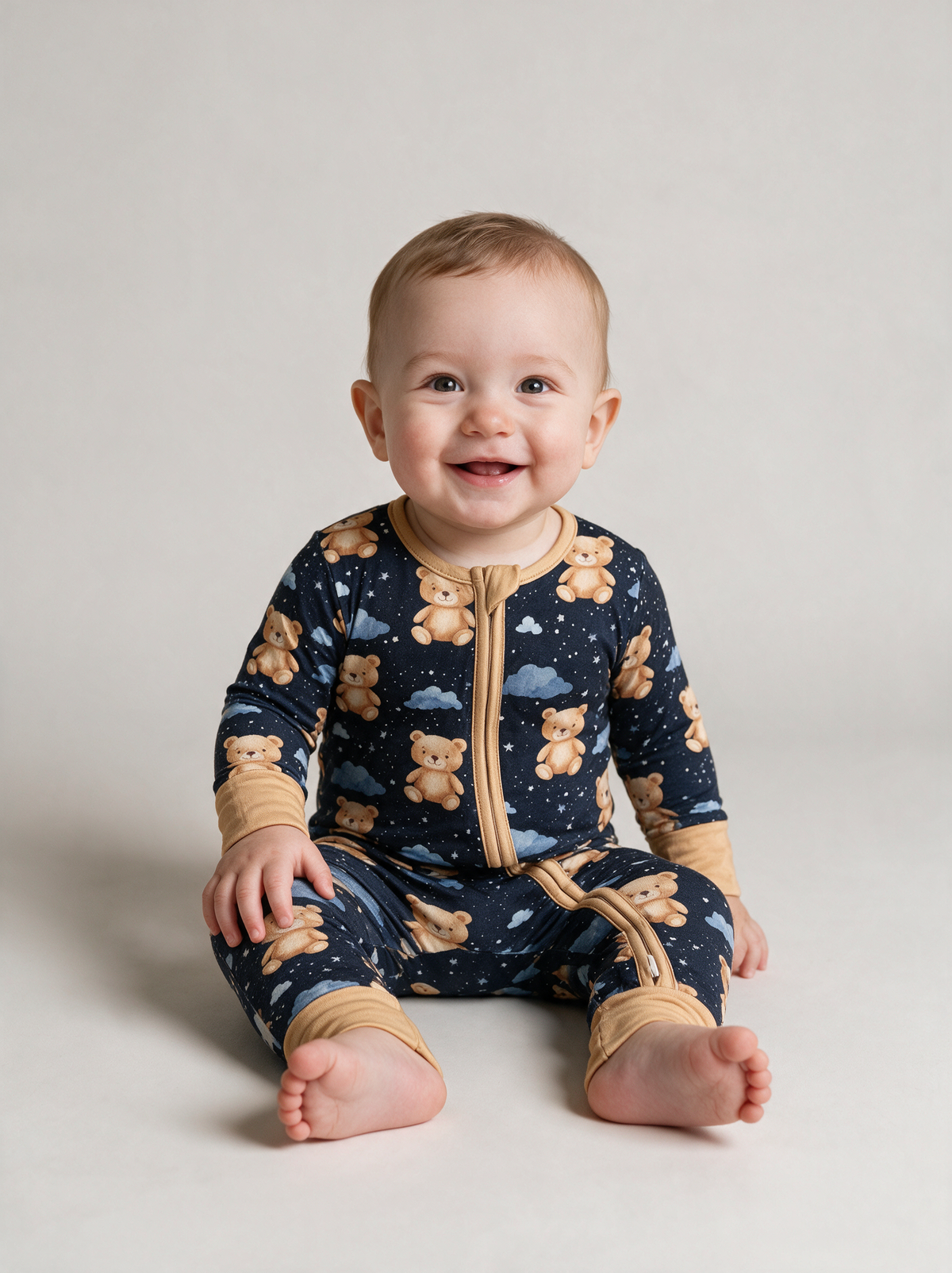 Sleepy Skies Convertible Romper on baby