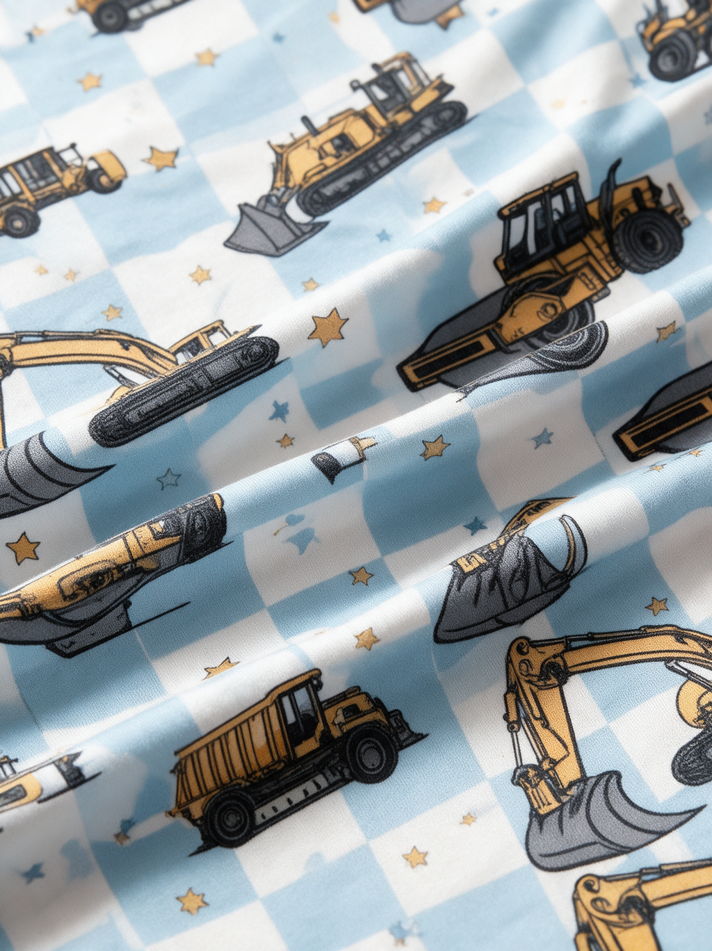 Little Diggers bamboo fabric print close-up