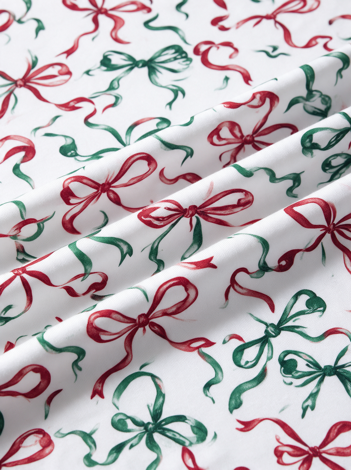 Bow Season bamboo fabric print close-up