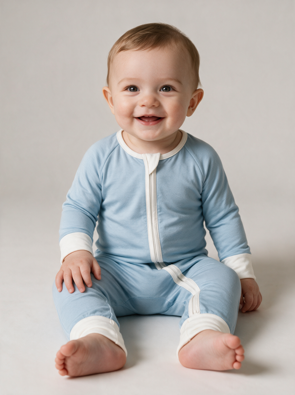 Sky Blue Convertible Romper on baby